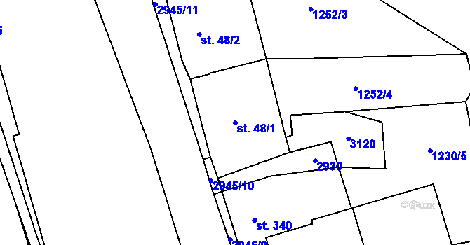 Parcela st. 48/1 v KÚ Hořejší Vrchlabí, Katastrální mapa