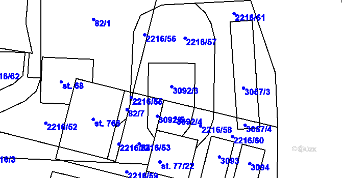 Parcela st. 77/9 v KÚ Hořejší Vrchlabí, Katastrální mapa
