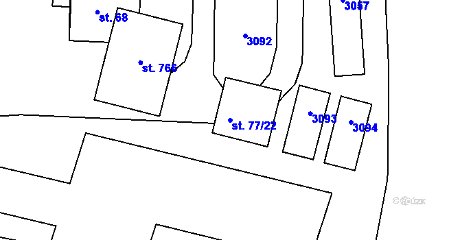 Parcela st. 77/22 v KÚ Hořejší Vrchlabí, Katastrální mapa