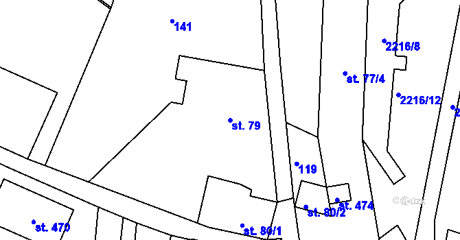 Parcela st. 79 v KÚ Hořejší Vrchlabí, Katastrální mapa