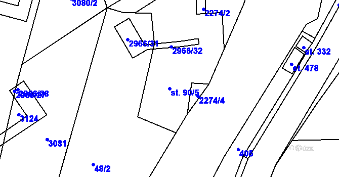 Parcela st. 90/5 v KÚ Hořejší Vrchlabí, Katastrální mapa