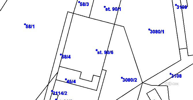 Parcela st. 90/6 v KÚ Hořejší Vrchlabí, Katastrální mapa
