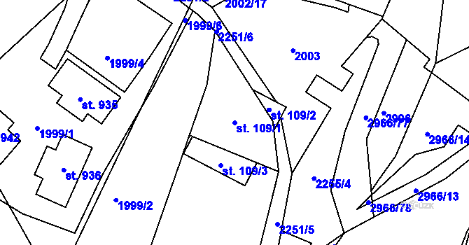 Parcela st. 109/1 v KÚ Hořejší Vrchlabí, Katastrální mapa