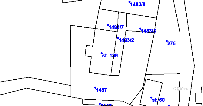 Parcela st. 139 v KÚ Hořejší Vrchlabí, Katastrální mapa