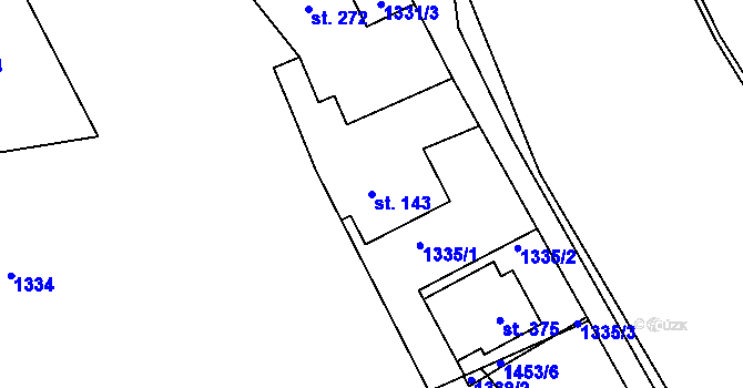 Parcela st. 143 v KÚ Hořejší Vrchlabí, Katastrální mapa