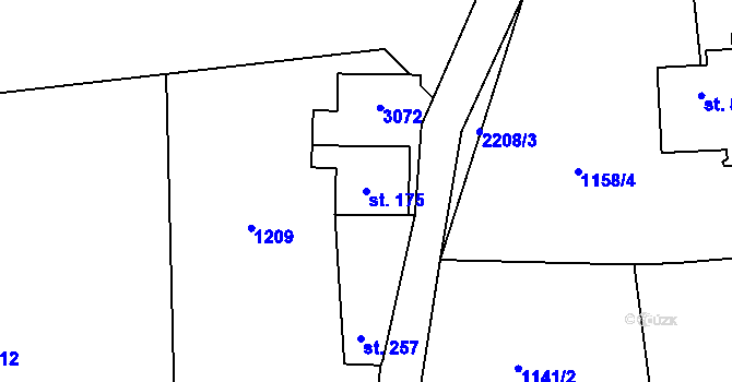 Parcela st. 175 v KÚ Hořejší Vrchlabí, Katastrální mapa