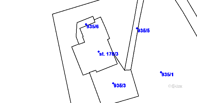 Parcela st. 178/3 v KÚ Hořejší Vrchlabí, Katastrální mapa