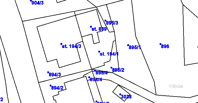 Parcela st. 194/1 v KÚ Hořejší Vrchlabí, Katastrální mapa