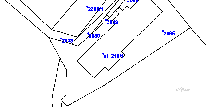 Parcela st. 218/1 v KÚ Hořejší Vrchlabí, Katastrální mapa
