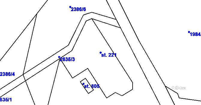 Parcela st. 221 v KÚ Hořejší Vrchlabí, Katastrální mapa