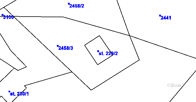 Parcela st. 229/2 v KÚ Hořejší Vrchlabí, Katastrální mapa