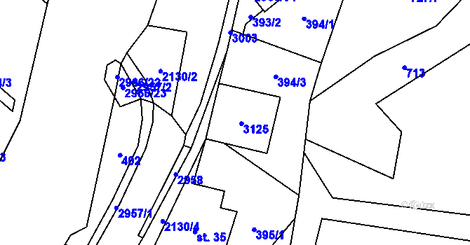 Parcela st. 235 v KÚ Hořejší Vrchlabí, Katastrální mapa