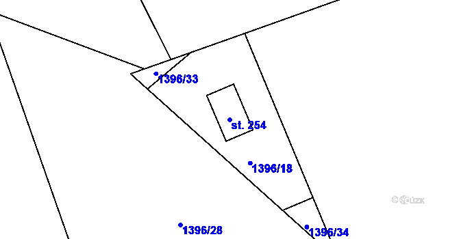 Parcela st. 254 v KÚ Hořejší Vrchlabí, Katastrální mapa