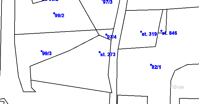 Parcela st. 273 v KÚ Hořejší Vrchlabí, Katastrální mapa