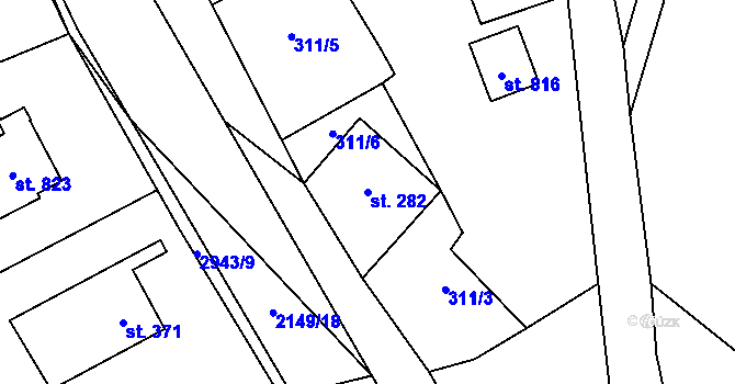 Parcela st. 282 v KÚ Hořejší Vrchlabí, Katastrální mapa