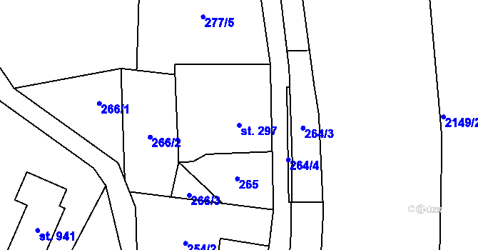 Parcela st. 297 v KÚ Hořejší Vrchlabí, Katastrální mapa