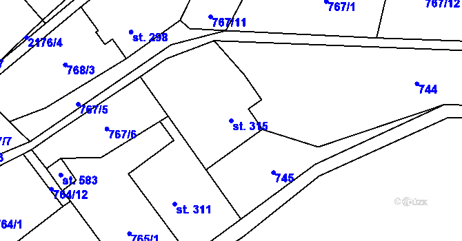 Parcela st. 315 v KÚ Hořejší Vrchlabí, Katastrální mapa
