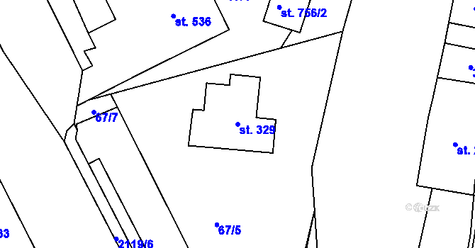 Parcela st. 329 v KÚ Hořejší Vrchlabí, Katastrální mapa