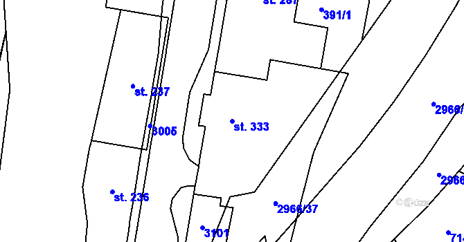 Parcela st. 333 v KÚ Hořejší Vrchlabí, Katastrální mapa