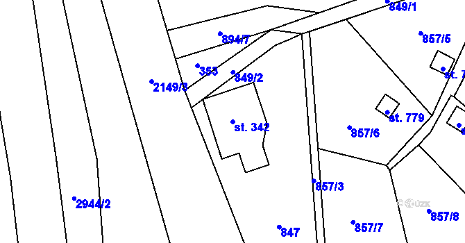 Parcela st. 342 v KÚ Hořejší Vrchlabí, Katastrální mapa