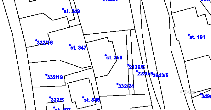 Parcela st. 350 v KÚ Hořejší Vrchlabí, Katastrální mapa