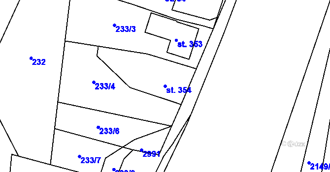 Parcela st. 354 v KÚ Hořejší Vrchlabí, Katastrální mapa