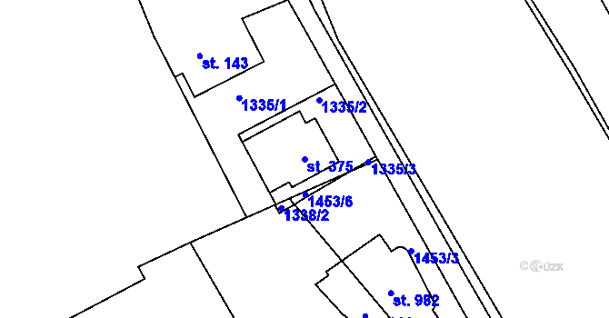 Parcela st. 375 v KÚ Hořejší Vrchlabí, Katastrální mapa