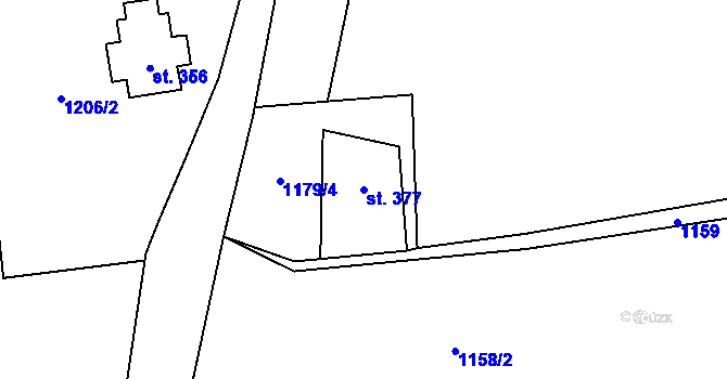 Parcela st. 377 v KÚ Hořejší Vrchlabí, Katastrální mapa