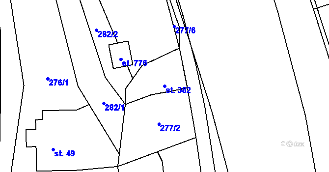 Parcela st. 382 v KÚ Hořejší Vrchlabí, Katastrální mapa