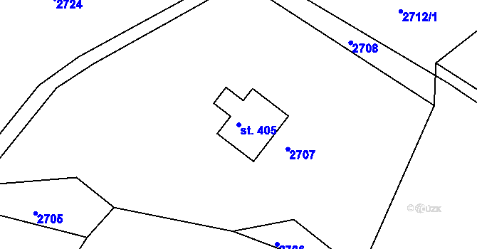 Parcela st. 405 v KÚ Hořejší Vrchlabí, Katastrální mapa