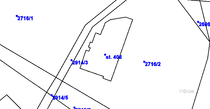 Parcela st. 408 v KÚ Hořejší Vrchlabí, Katastrální mapa