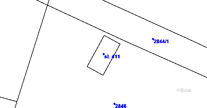 Parcela st. 411 v KÚ Hořejší Vrchlabí, Katastrální mapa