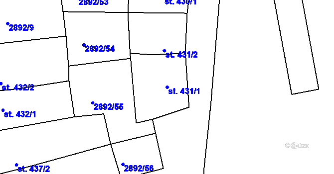 Parcela st. 431/1 v KÚ Hořejší Vrchlabí, Katastrální mapa