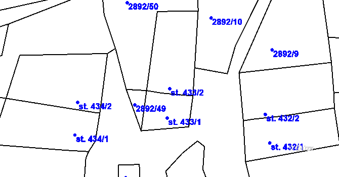 Parcela st. 433/2 v KÚ Hořejší Vrchlabí, Katastrální mapa