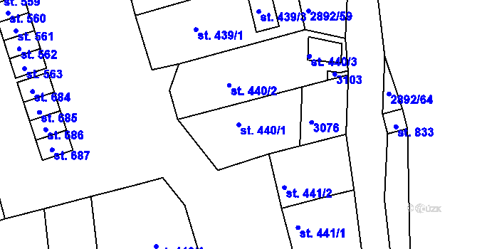 Parcela st. 440/1 v KÚ Hořejší Vrchlabí, Katastrální mapa