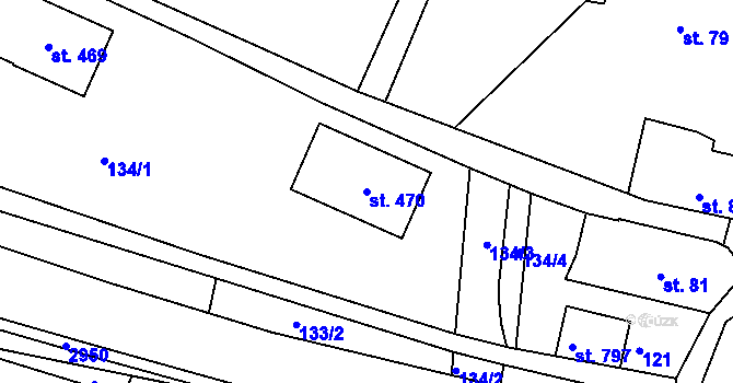 Parcela st. 470 v KÚ Hořejší Vrchlabí, Katastrální mapa