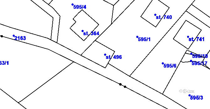 Parcela st. 496 v KÚ Hořejší Vrchlabí, Katastrální mapa