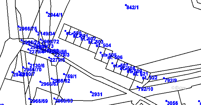 Parcela st. 505 v KÚ Hořejší Vrchlabí, Katastrální mapa