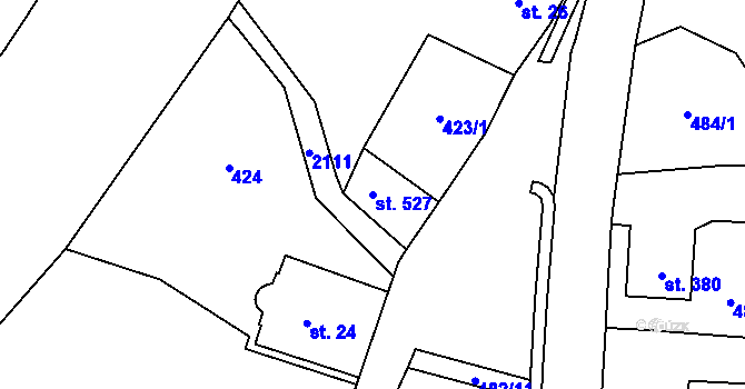 Parcela st. 527 v KÚ Hořejší Vrchlabí, Katastrální mapa