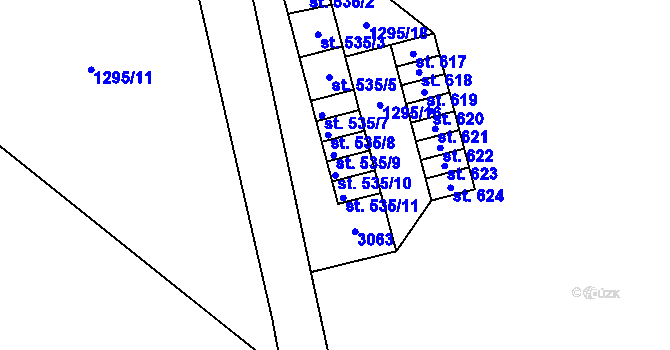 Parcela st. 535/10 v KÚ Hořejší Vrchlabí, Katastrální mapa