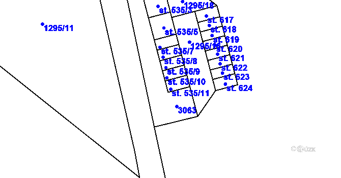 Parcela st. 535/11 v KÚ Hořejší Vrchlabí, Katastrální mapa