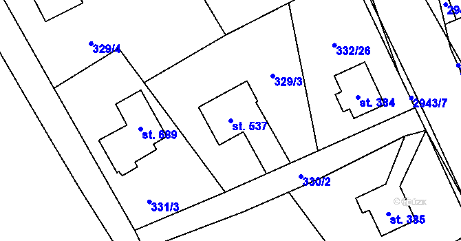 Parcela st. 537 v KÚ Hořejší Vrchlabí, Katastrální mapa