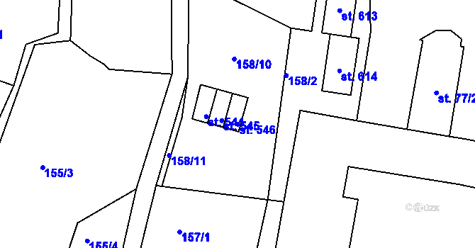 Parcela st. 546 v KÚ Hořejší Vrchlabí, Katastrální mapa
