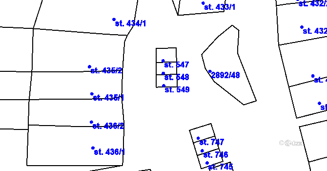 Parcela st. 549 v KÚ Hořejší Vrchlabí, Katastrální mapa