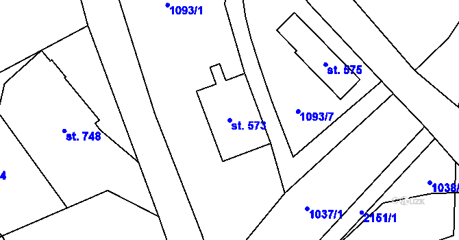 Parcela st. 573 v KÚ Hořejší Vrchlabí, Katastrální mapa