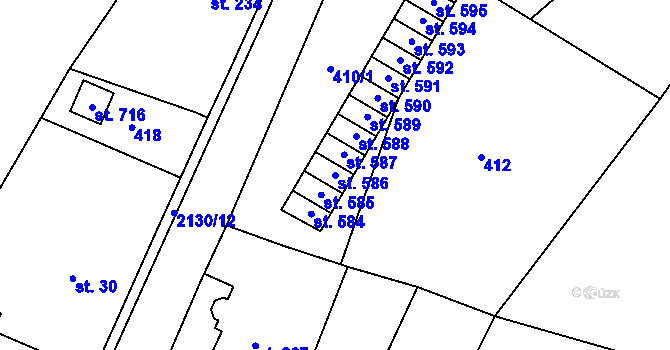 Parcela st. 586 v KÚ Hořejší Vrchlabí, Katastrální mapa