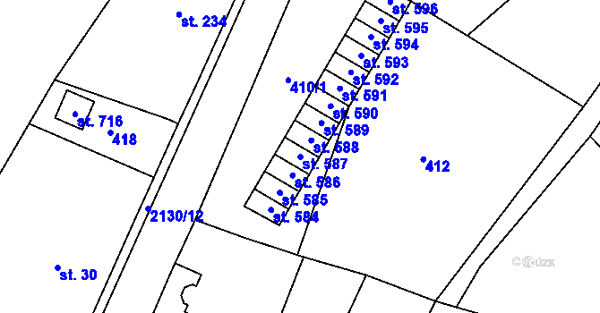 Parcela st. 587 v KÚ Hořejší Vrchlabí, Katastrální mapa