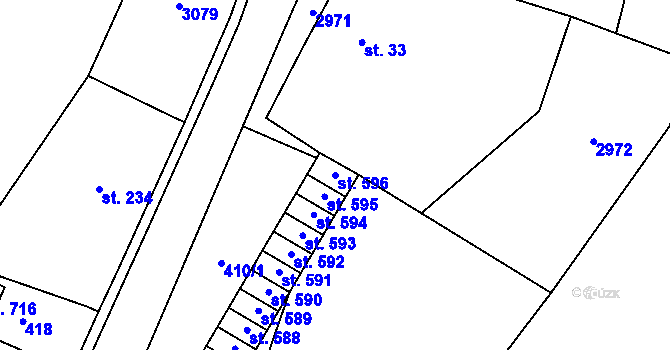 Parcela st. 596 v KÚ Hořejší Vrchlabí, Katastrální mapa