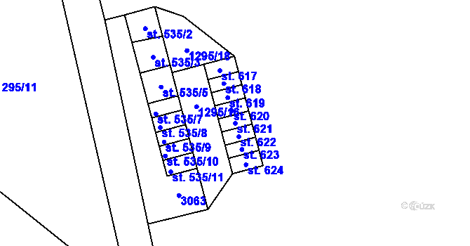 Parcela st. 621 v KÚ Hořejší Vrchlabí, Katastrální mapa