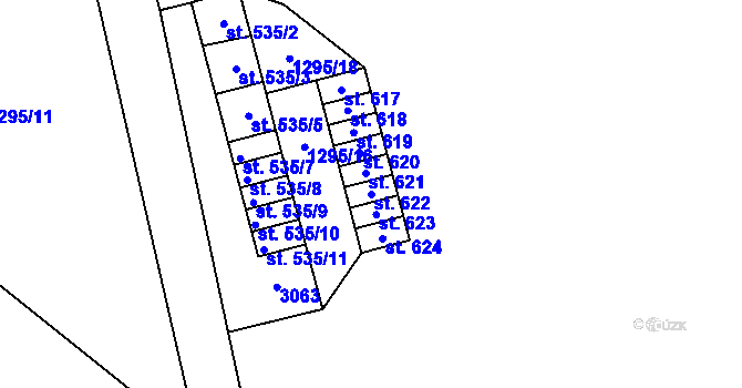 Parcela st. 622 v KÚ Hořejší Vrchlabí, Katastrální mapa